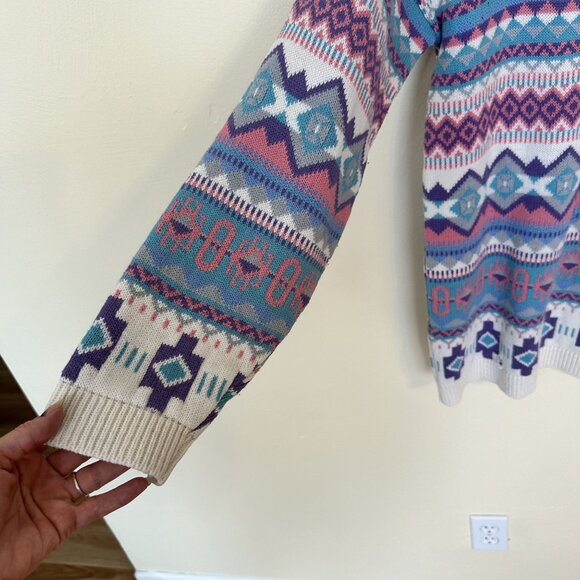 Vintage S.W.A.K. Womens Aztec Pattern Sweater Size Large 1980s Crewneck Knit - Picture 6 of 10